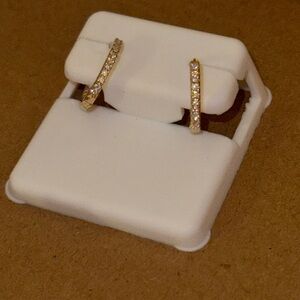 Gold Cubic Zirconia Huggie Hoop Earrings - Sparkling Gold